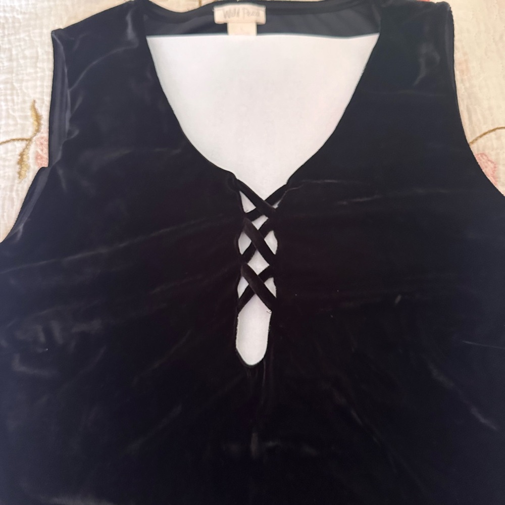 WILD PEARL Brand Women's Black Velvet Sleeveless Mini dress, Large, NWT